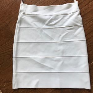 BCBG Banded Pencil Skirt White